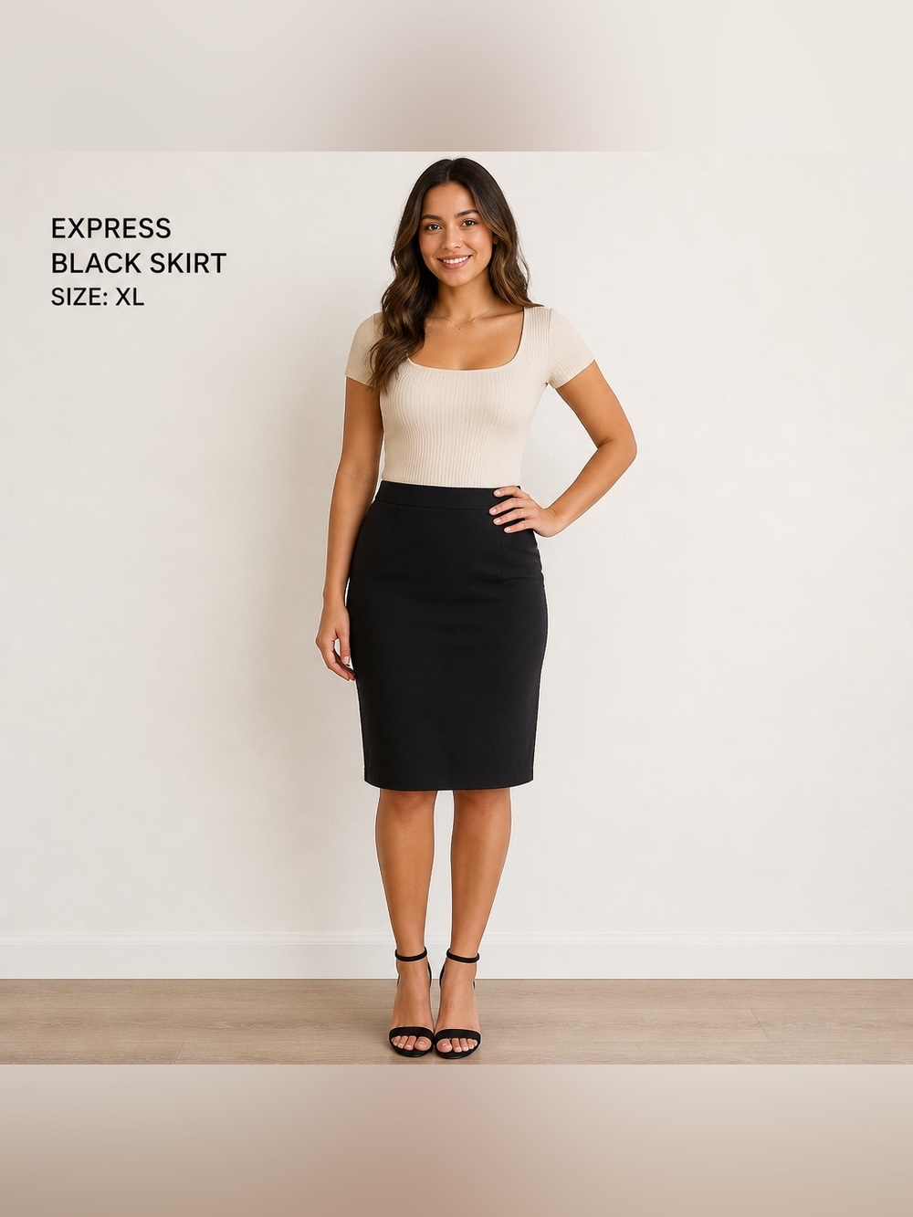 Express Black Pencil Skirt – Sleek High-Waist Design